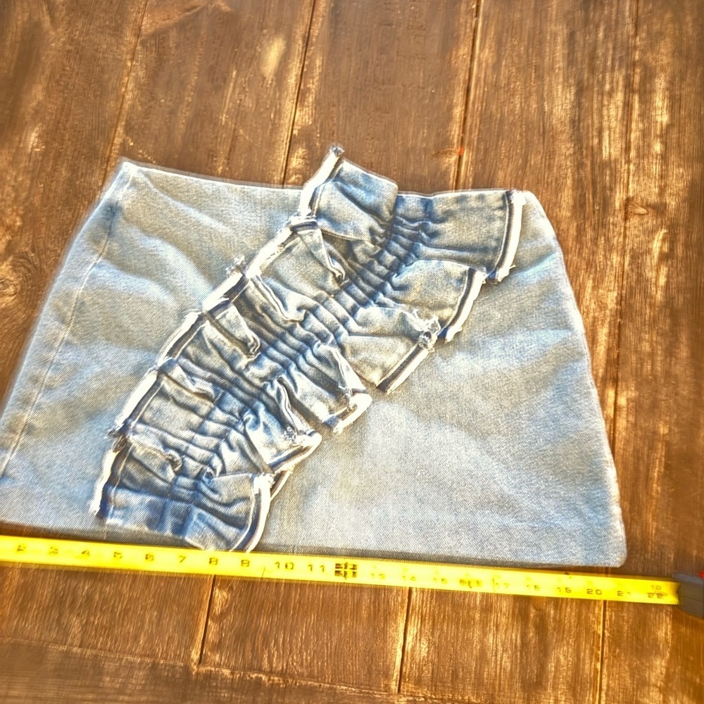 Zara Denim Ruffle Mini Skirt - Picture 7 of 11